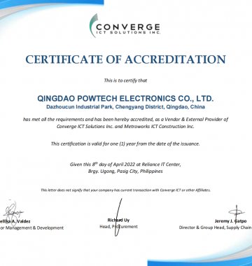 Certificate of Accreditation from CONVERGE